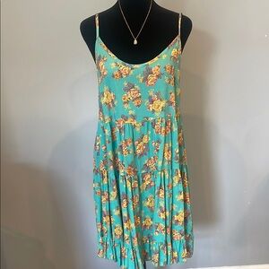Floral Spaghetti Strap Dress minty green small